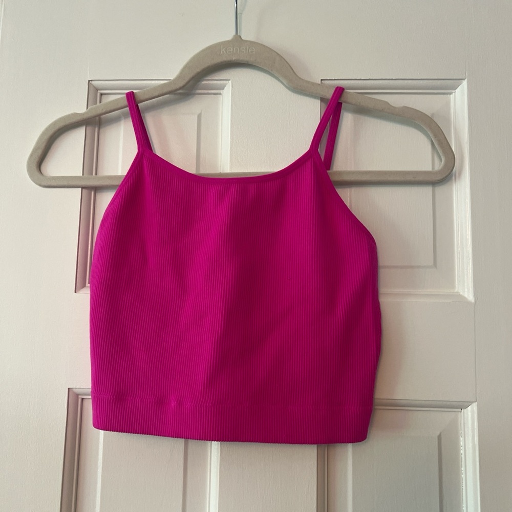 Women's Pink Ribbed Crop Top